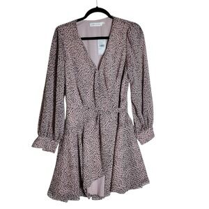 Floret Studios Pink Animal Print Mini Dress ADR100455F Long Sleeve Chiffon S